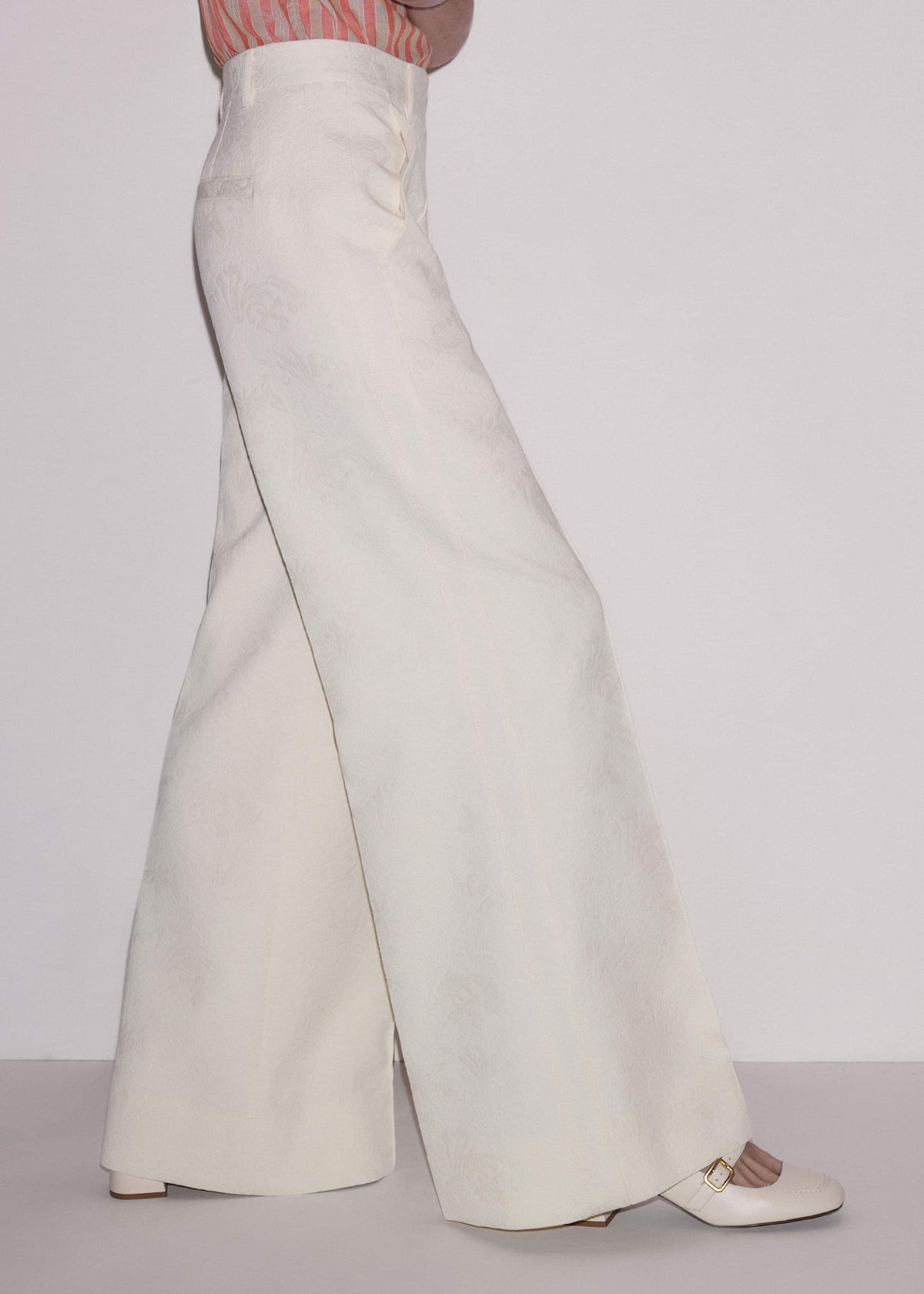 ME+EM Clothing Ivory Luxe Jacquard Wide-Leg Pant