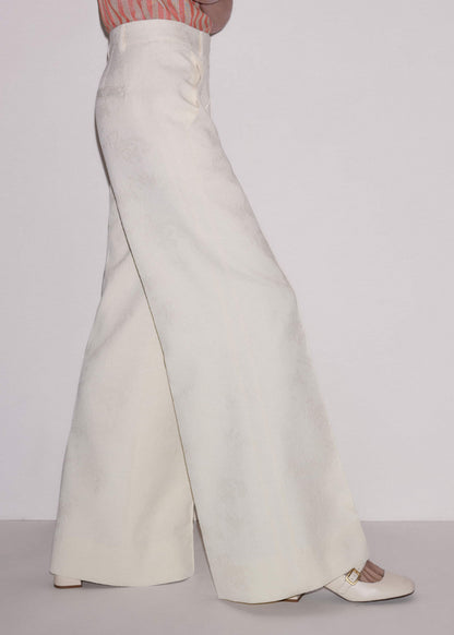ME+EM Clothing Ivory Luxe Jacquard Wide-Leg Pant