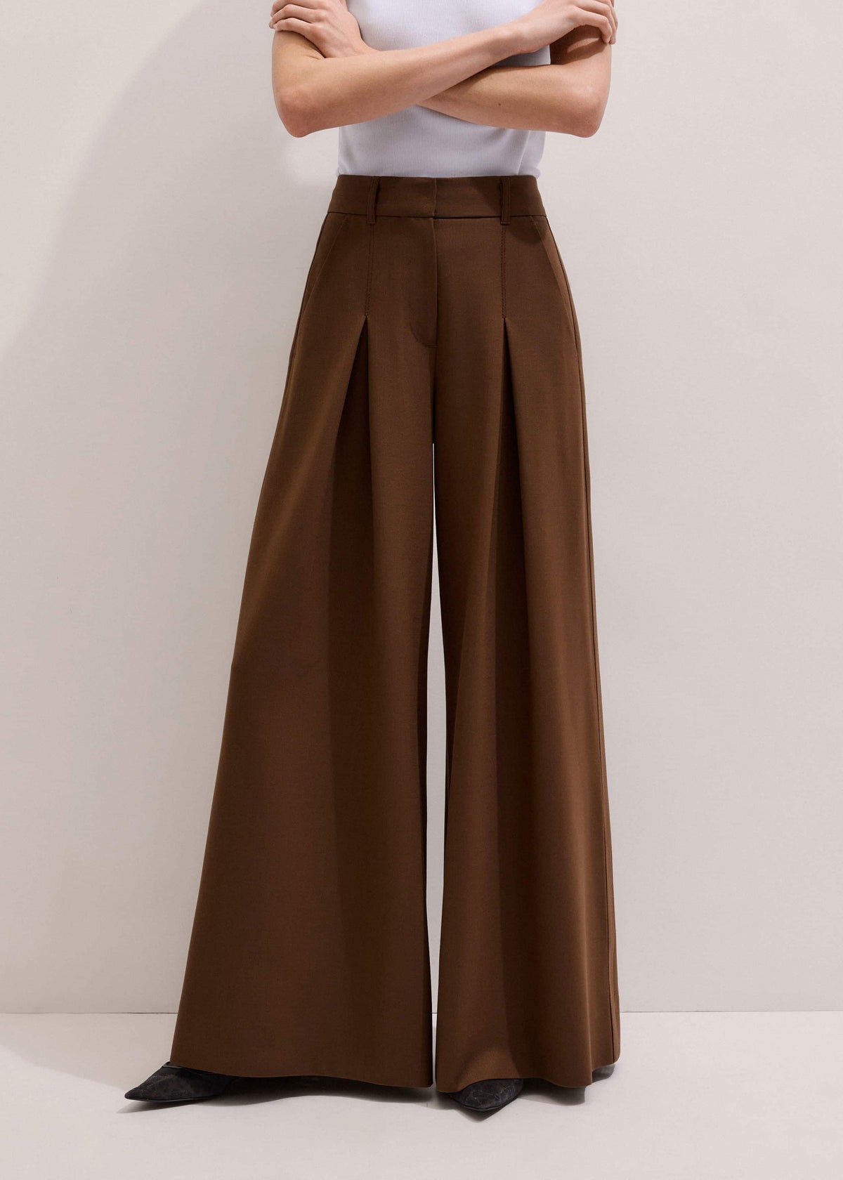ME+EM Clothing Walnut Brown Ultimate Very Wide-Leg Pant