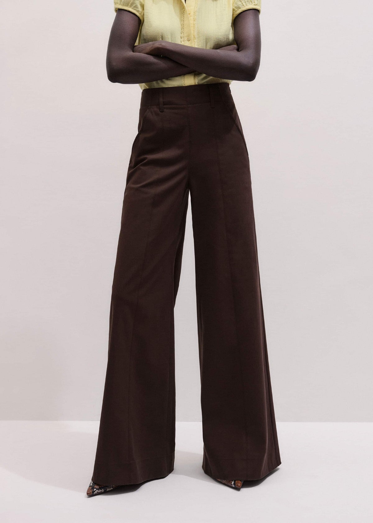 ME+EM Clothing Brown High Waist Wide-Leg Pant