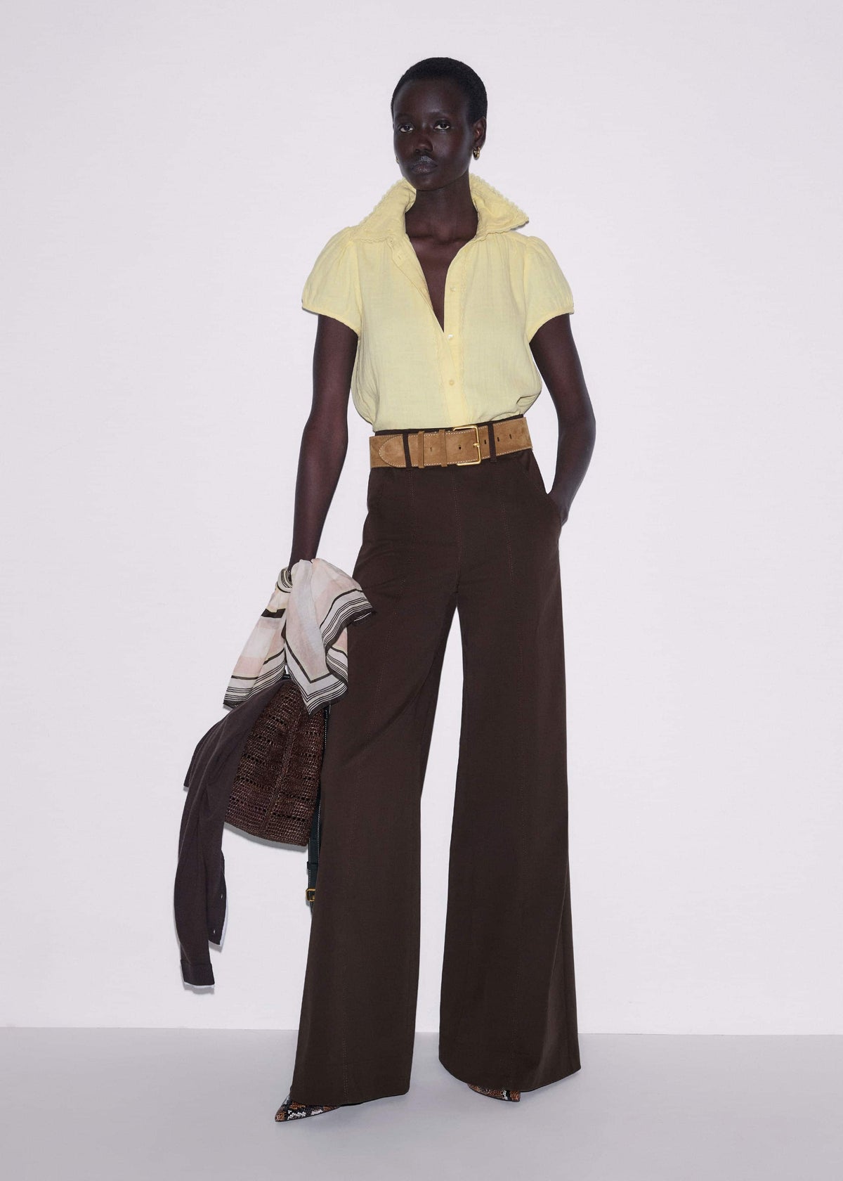 ME+EM Clothing Brown High Waist Wide-Leg Pant