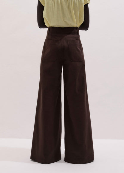 ME+EM Clothing Brown High Waist Wide-Leg Pant
