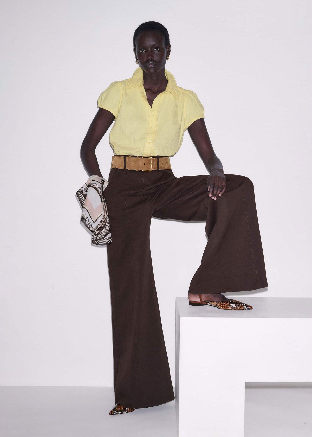 ME+EM Clothing Brown High Waist Wide-Leg Pant