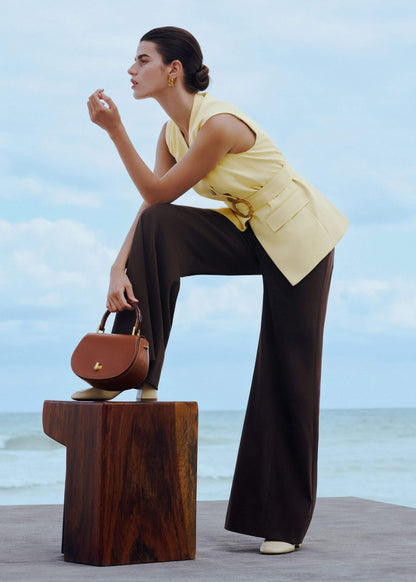 ME+EM Clothing Brown High Waist Wide-Leg Pant