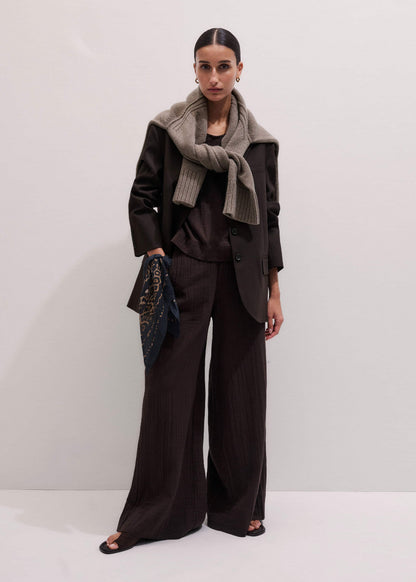 ME+EM Clothing Brown Cheesecloth Wide-Leg Pant