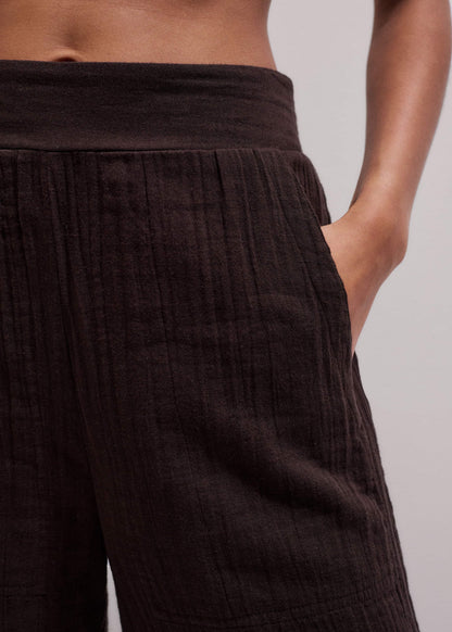 ME+EM Clothing Brown Cheesecloth Wide-Leg Pant