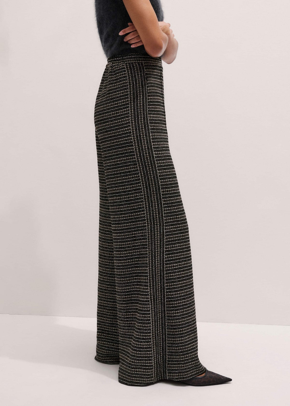 ME+EM Clothing Black Stripe Tweed Wide-Leg Pant