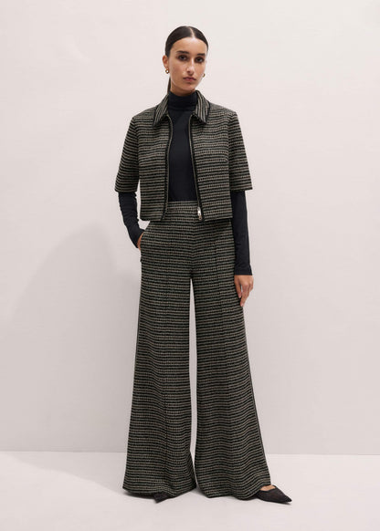 ME+EM Clothing Black Stripe Tweed Wide-Leg Pant
