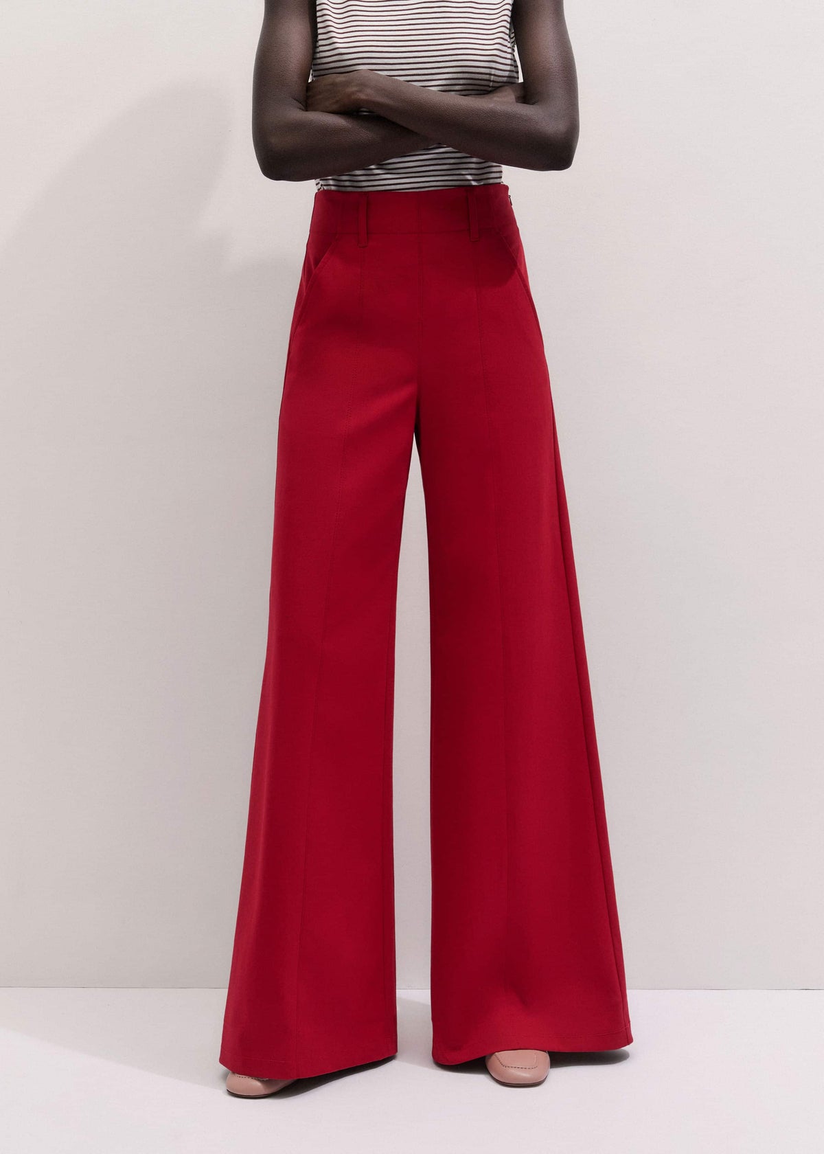 ME+EM Clothing Red High Waist Wide-Leg Pant