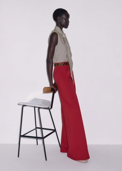 ME+EM Clothing Red High Waist Wide-Leg Pant