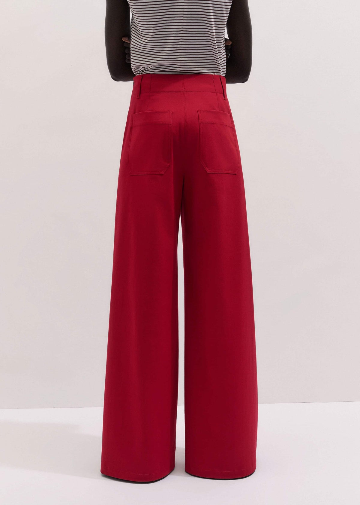 ME+EM Clothing Red High Waist Wide-Leg Pant