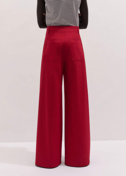 ME+EM Clothing Red High Waist Wide-Leg Pant