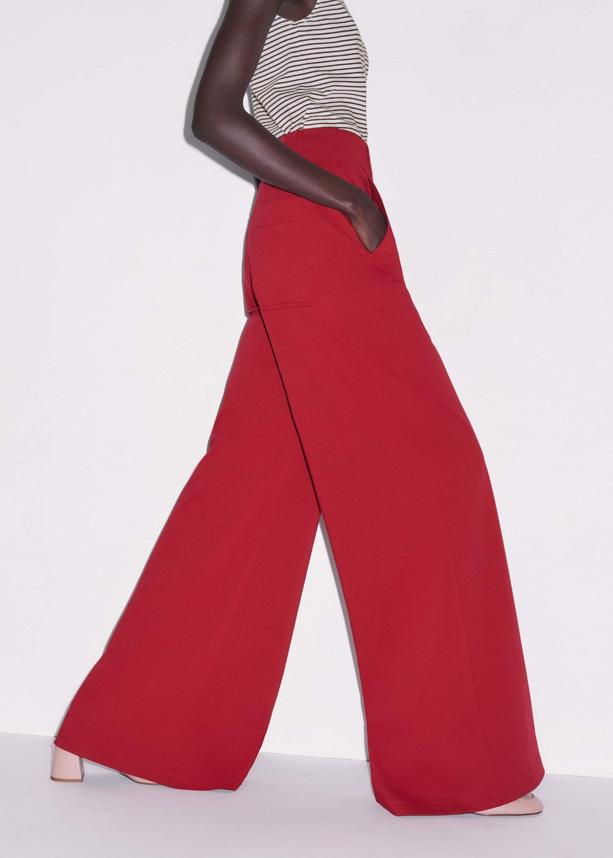 ME+EM Clothing Red High Waist Wide-Leg Pant