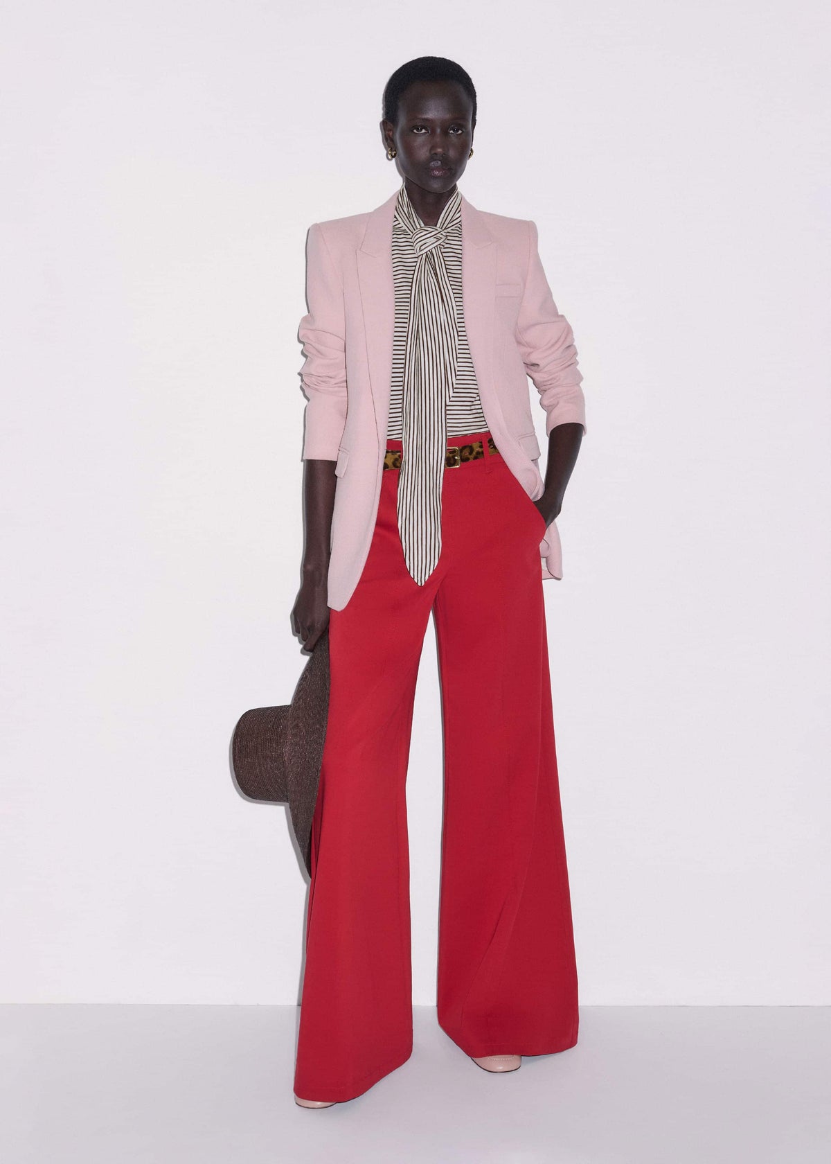 ME+EM Clothing Red High Waist Wide-Leg Pant