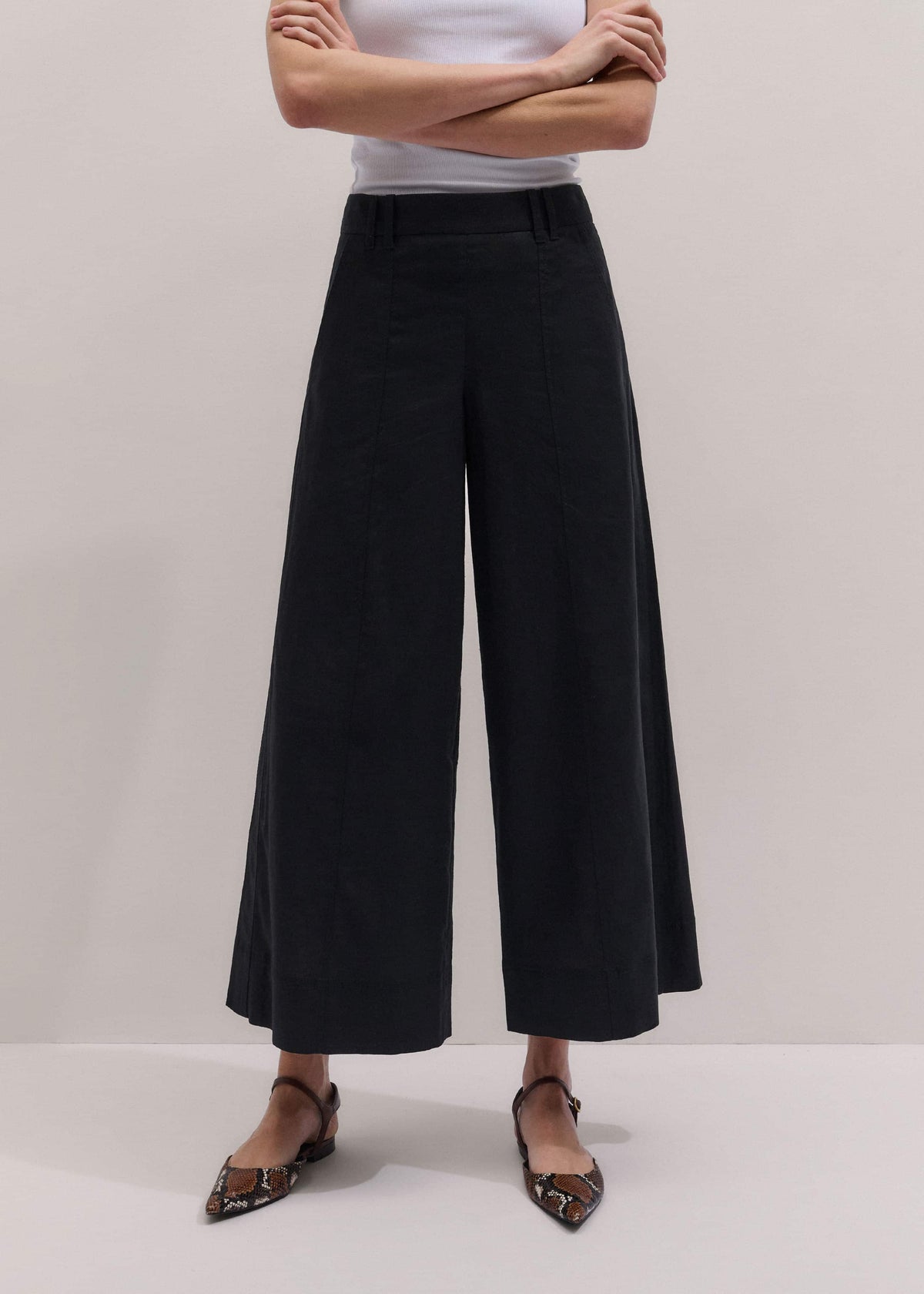 ME+EM Clothing Black Crop Wide-Leg Pant