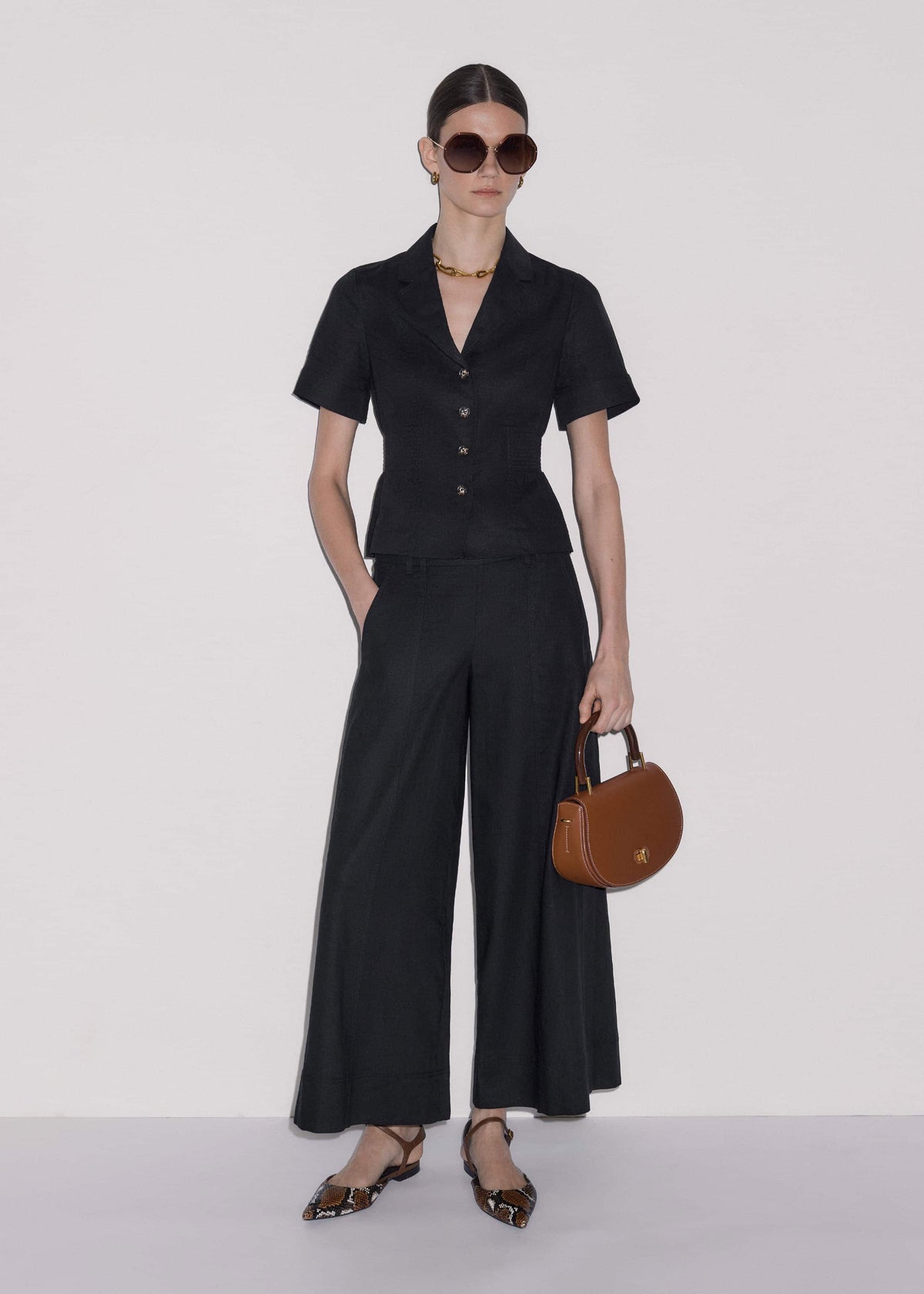 ME+EM Clothing Black Crop Wide-Leg Pant