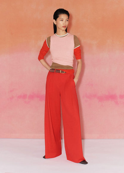 ME+EM Clothing Red Perfect Wide Pleat Front Pant