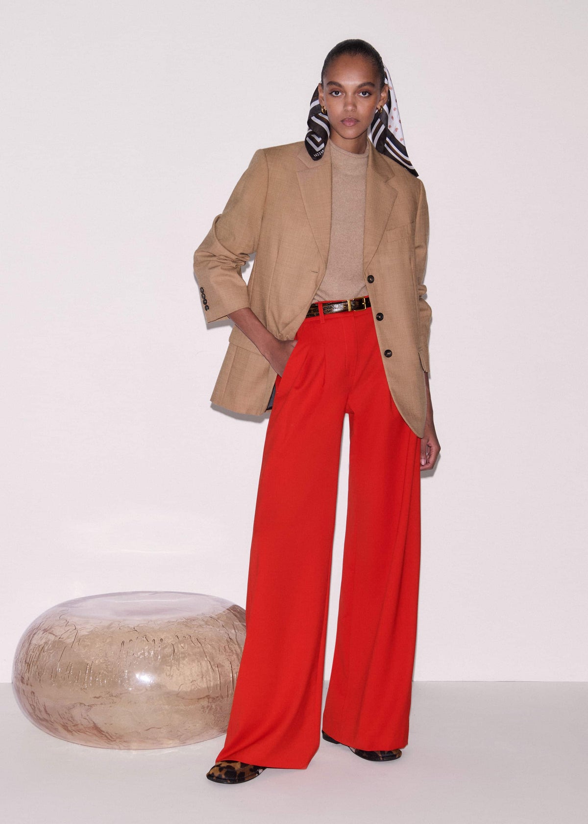 ME+EM Clothing Red Perfect Wide Pleat Front Pant