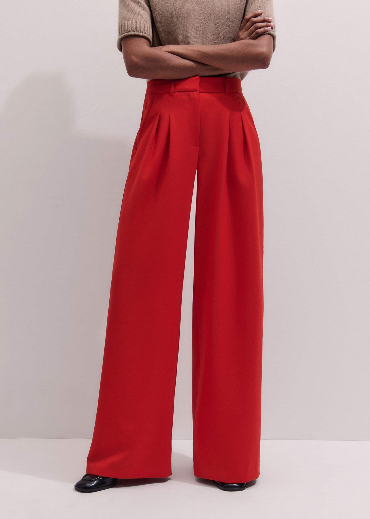 ME+EM Clothing Red Perfect Wide Pleat Front Pant