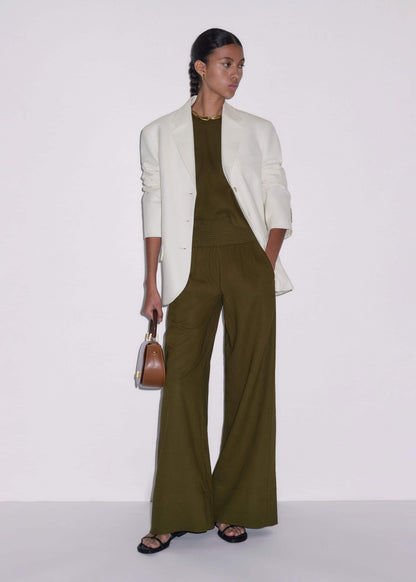 ME+EM Clothing Olive Green Shirred Wide Pant