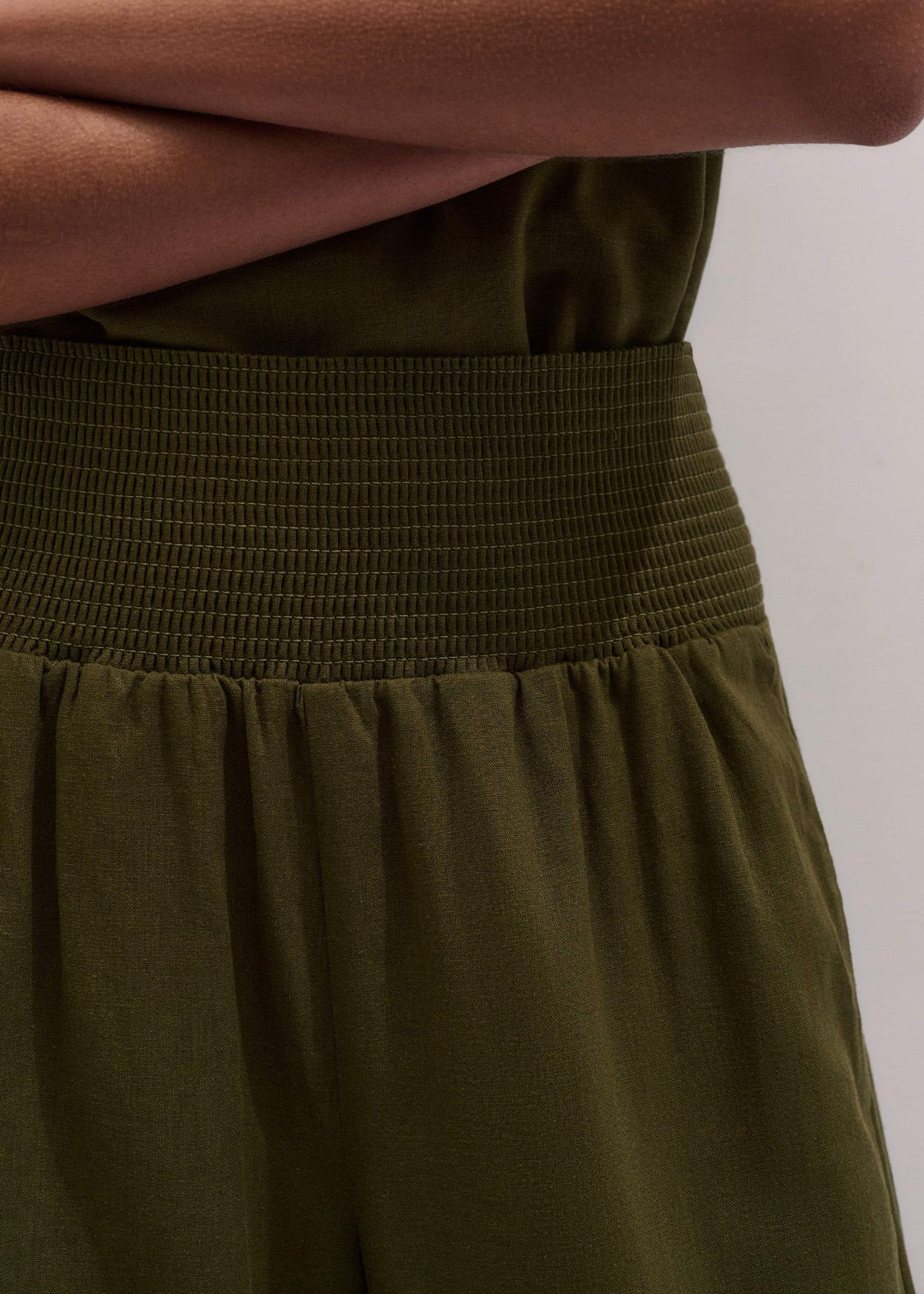 ME+EM Clothing Olive Green Shirred Wide Pant