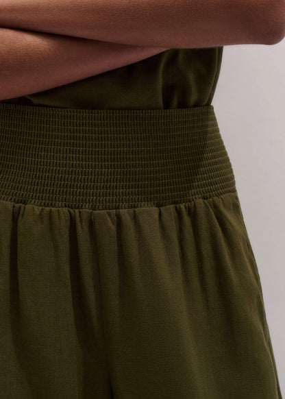 ME+EM Clothing Olive Green Shirred Wide Pant