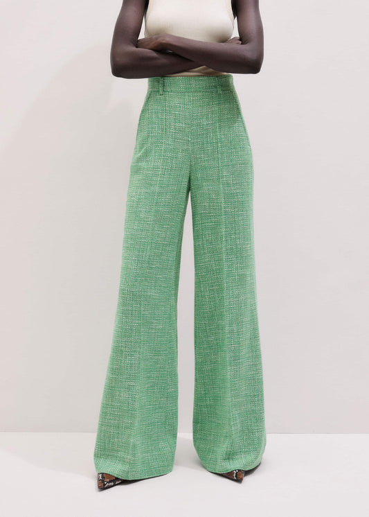 ME+EM Clothing Green Textured Wide-Leg Pant