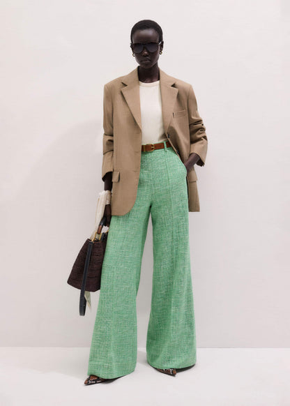 ME+EM Clothing Green Textured Wide-Leg Pant