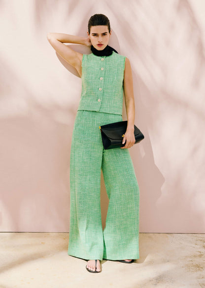 ME+EM Clothing Green Textured Wide-Leg Pant