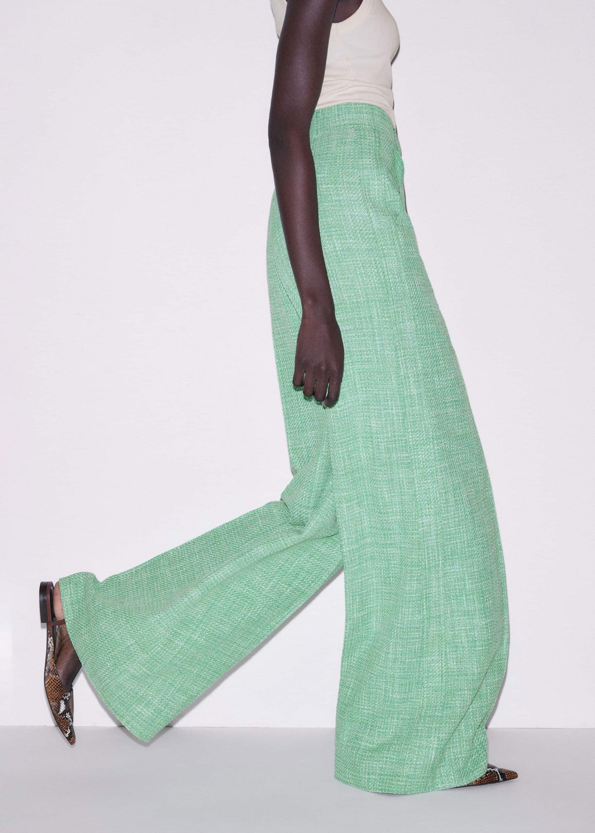 ME+EM Clothing Green Textured Wide-Leg Pant