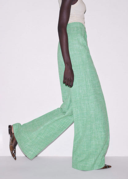 ME+EM Clothing Green Textured Wide-Leg Pant
