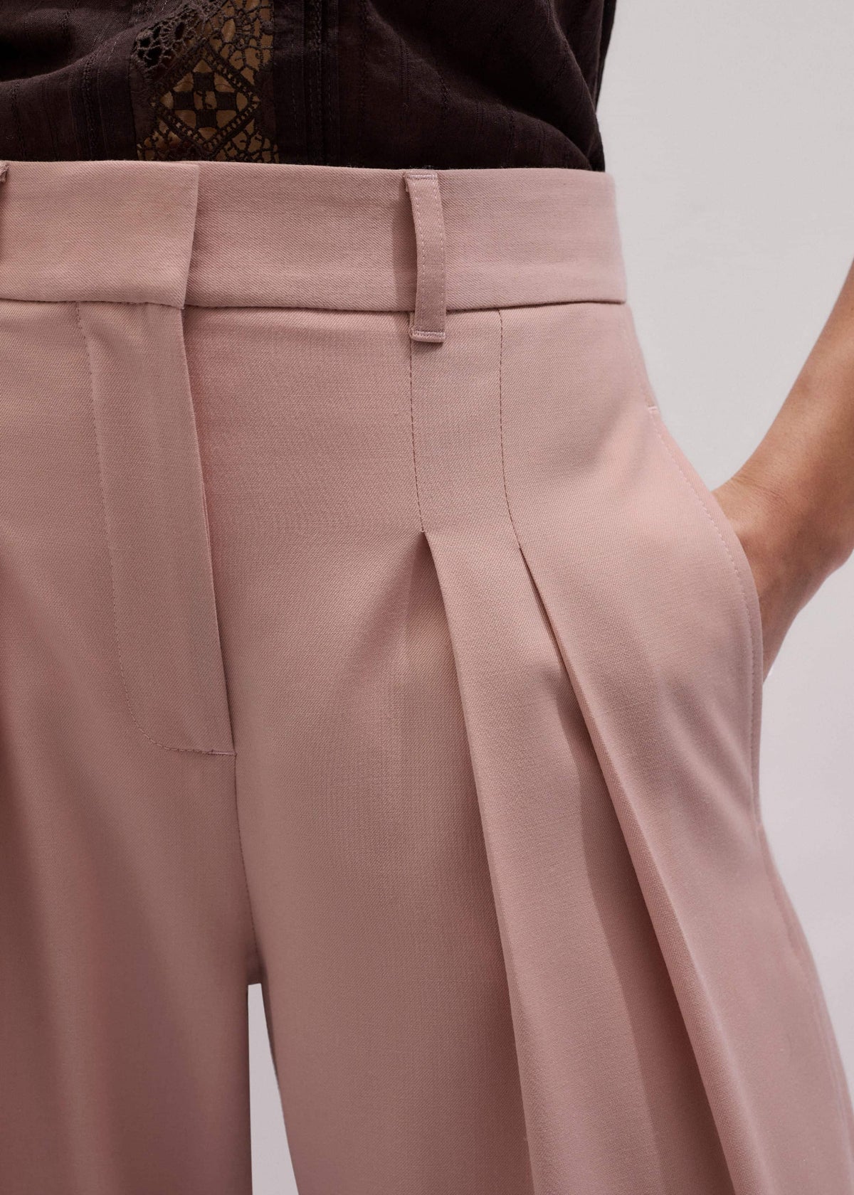 ME+EM Clothing Pink Pleat Wide-Leg Pant