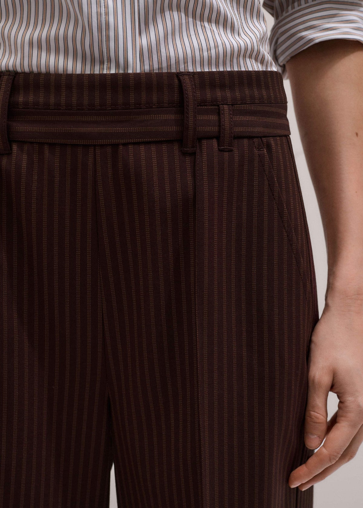 ME+EM Clothing Cinnamon Pinstripe Wide-Leg Pant