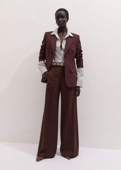 ME+EM Clothing Cinnamon Pinstripe Wide-Leg Pant
