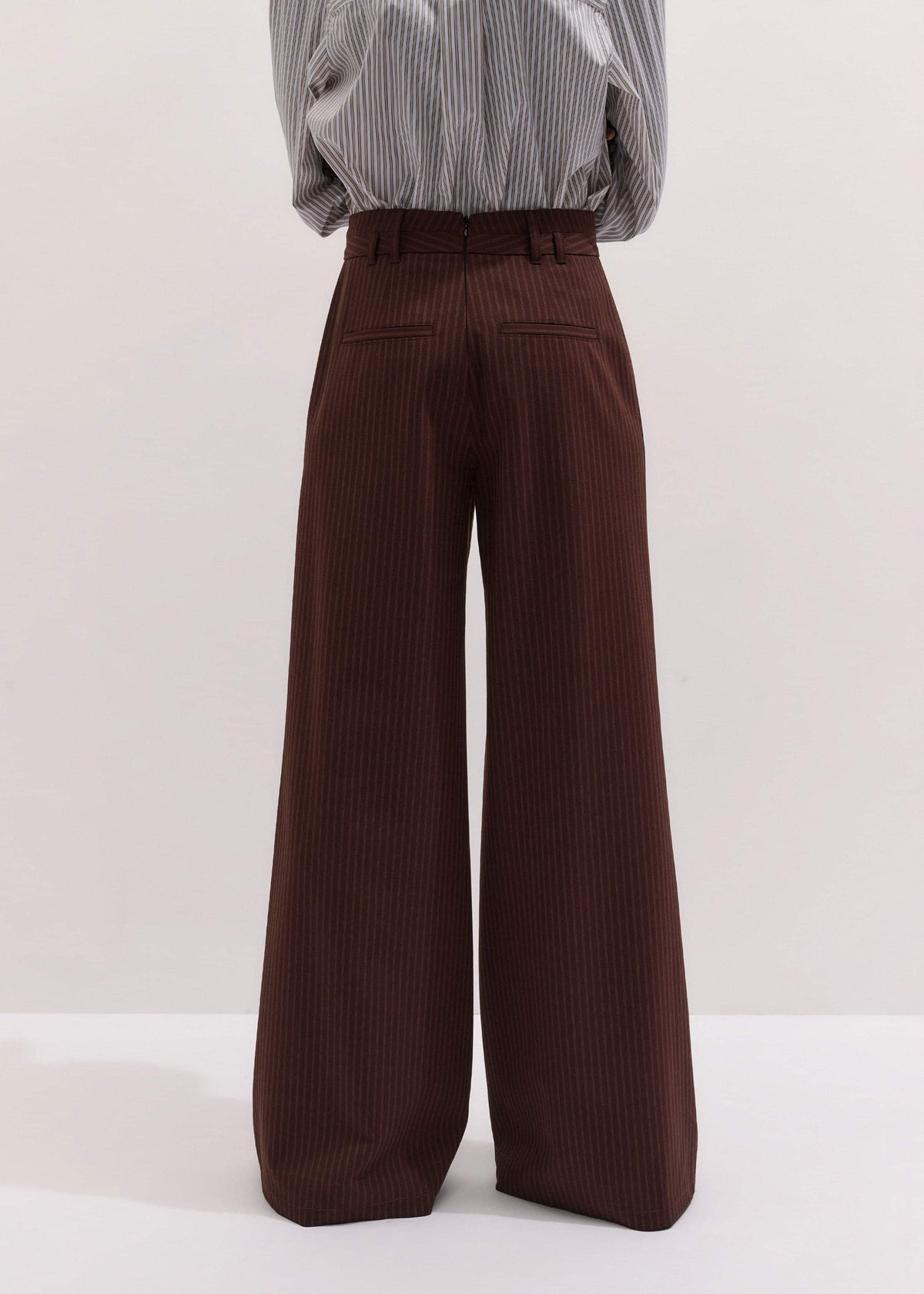 ME+EM Clothing Cinnamon Pinstripe Wide-Leg Pant