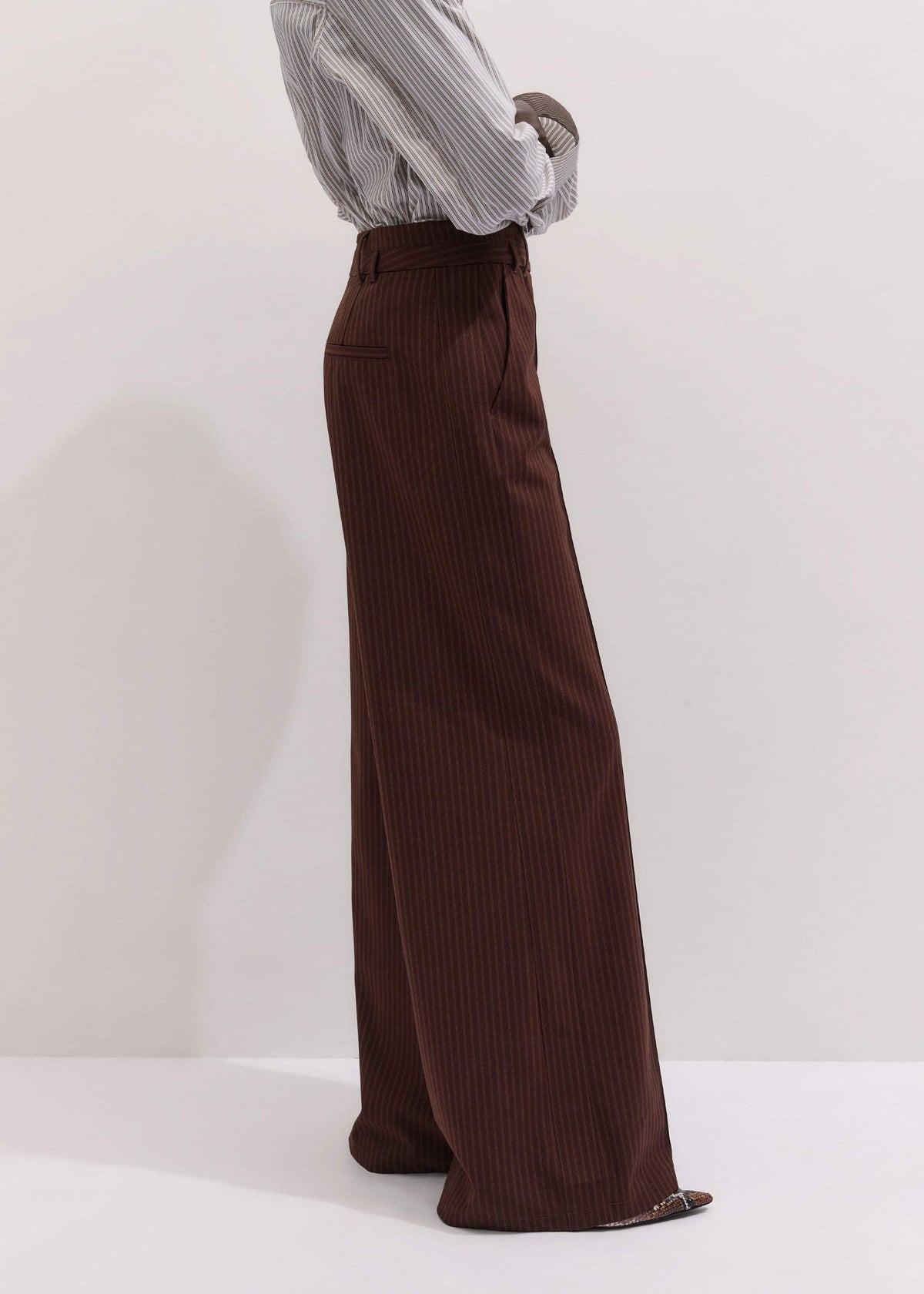 ME+EM Clothing Cinnamon Pinstripe Wide-Leg Pant