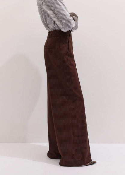 ME+EM Clothing Cinnamon Pinstripe Wide-Leg Pant