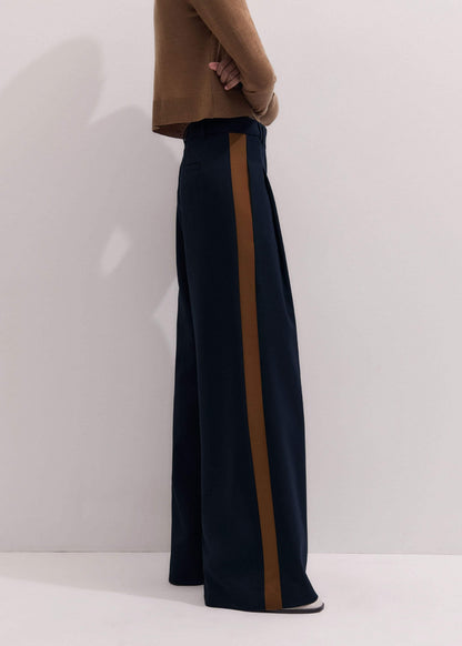ME+EM Clothing Navy Contrast Side Panel Wide-Leg Pant