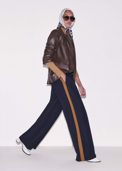 ME+EM Clothing Navy Contrast Side Panel Wide-Leg Pant