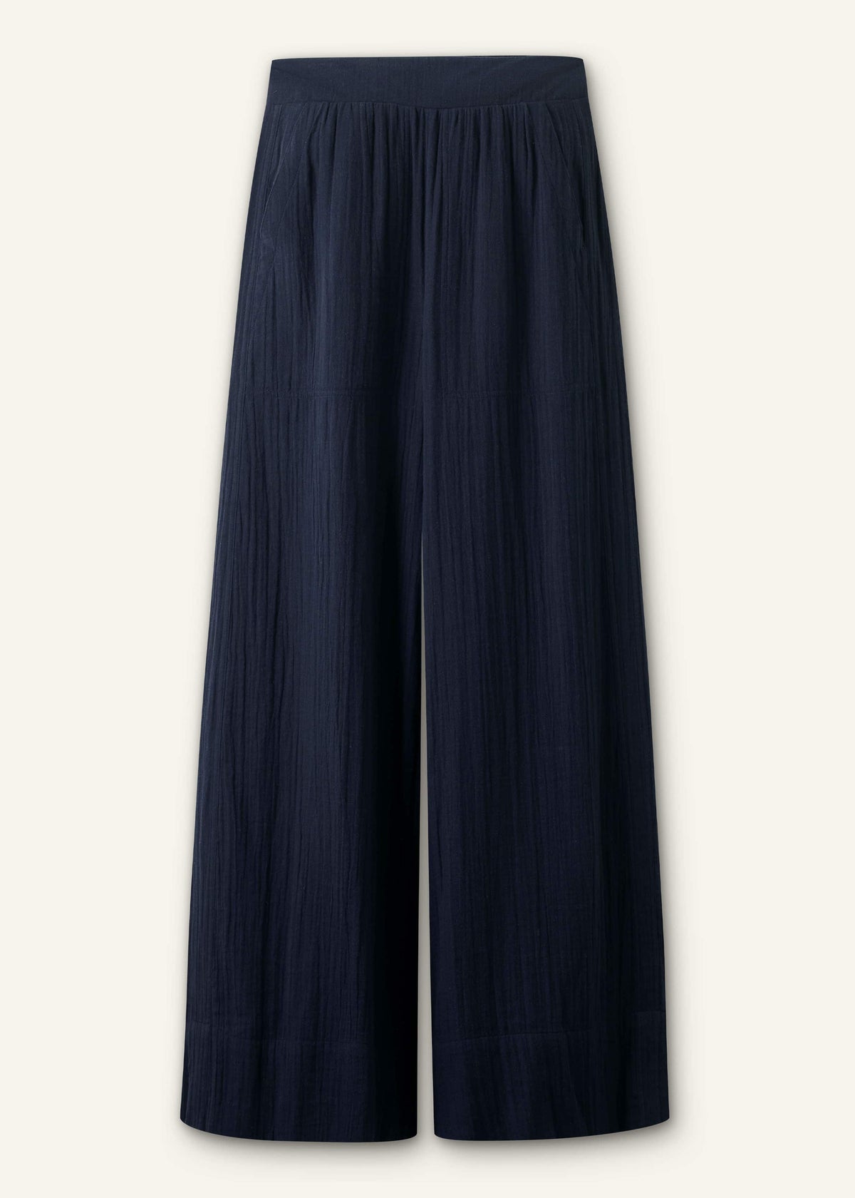 ME+EM Clothing Navy Cheesecloth Wide-Leg Pant