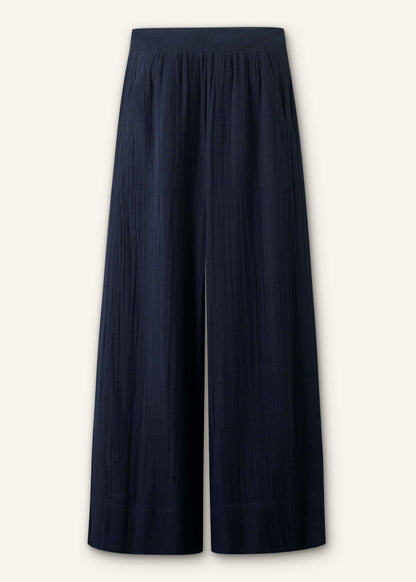 ME+EM Clothing Navy Cheesecloth Wide-Leg Pant