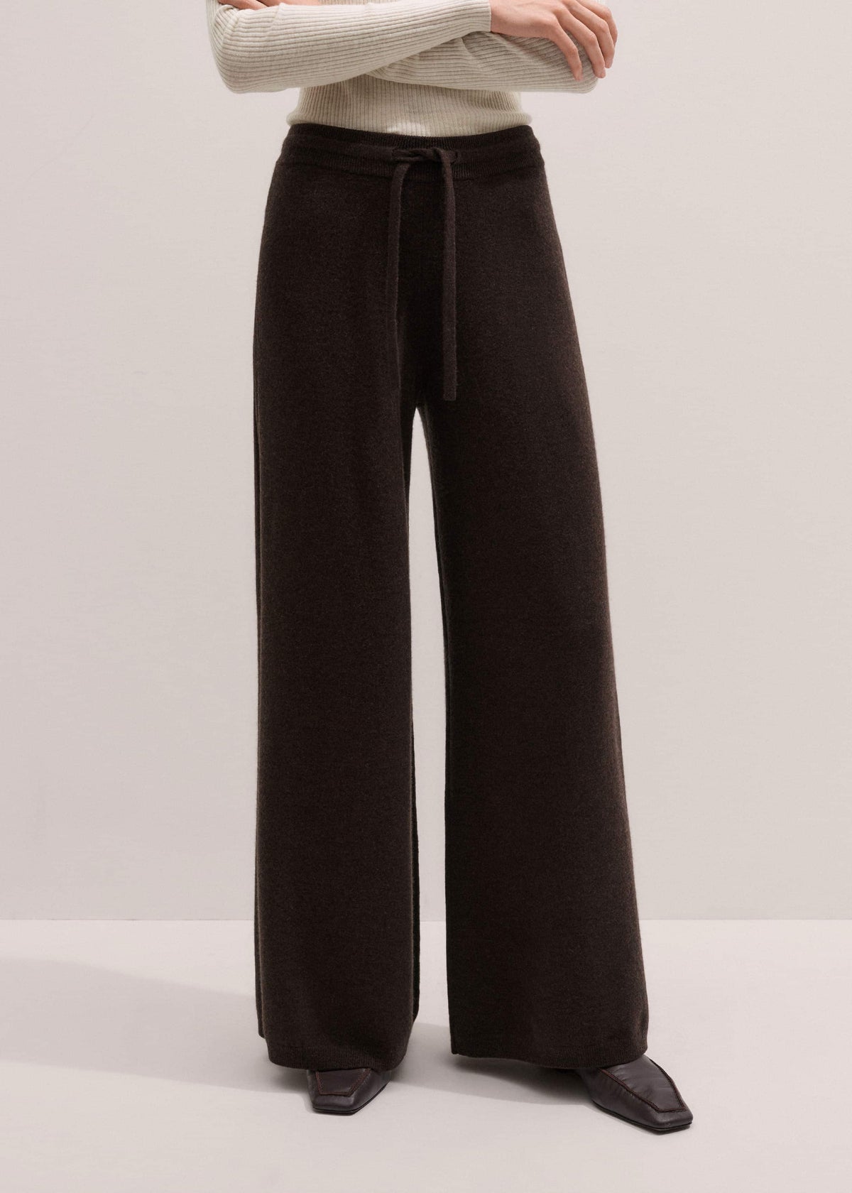 ME+EM Clothing Brown Cashmere Wide-Leg Knit Pant