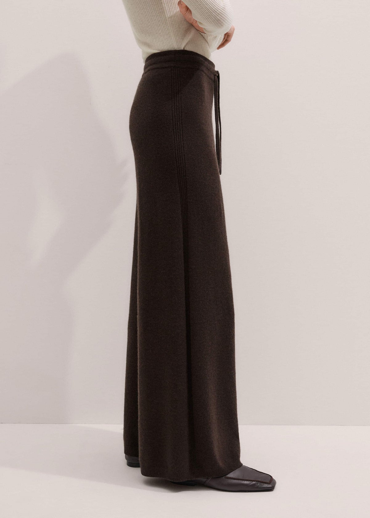 ME+EM Clothing Brown Cashmere Wide-Leg Knit Pant