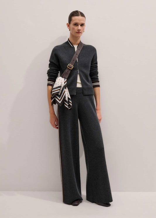 ME+EM Clothing Gray Side Stripe Milano Knit Wide Leg Pant