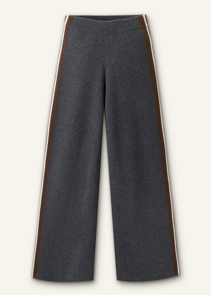ME+EM Clothing Gray Side Stripe Milano Knit Wide Leg Pant