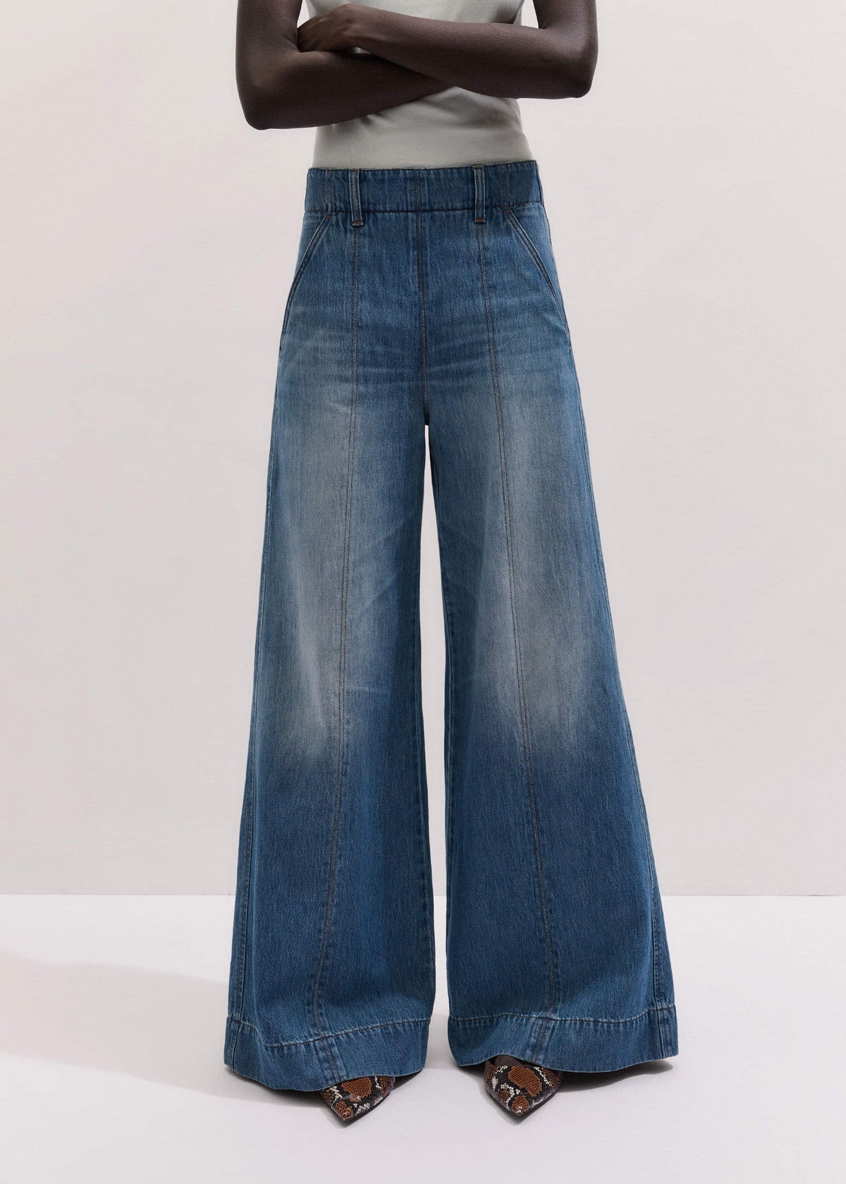 ME+EM Clothing Mid-Blue High Waist Wide Jean