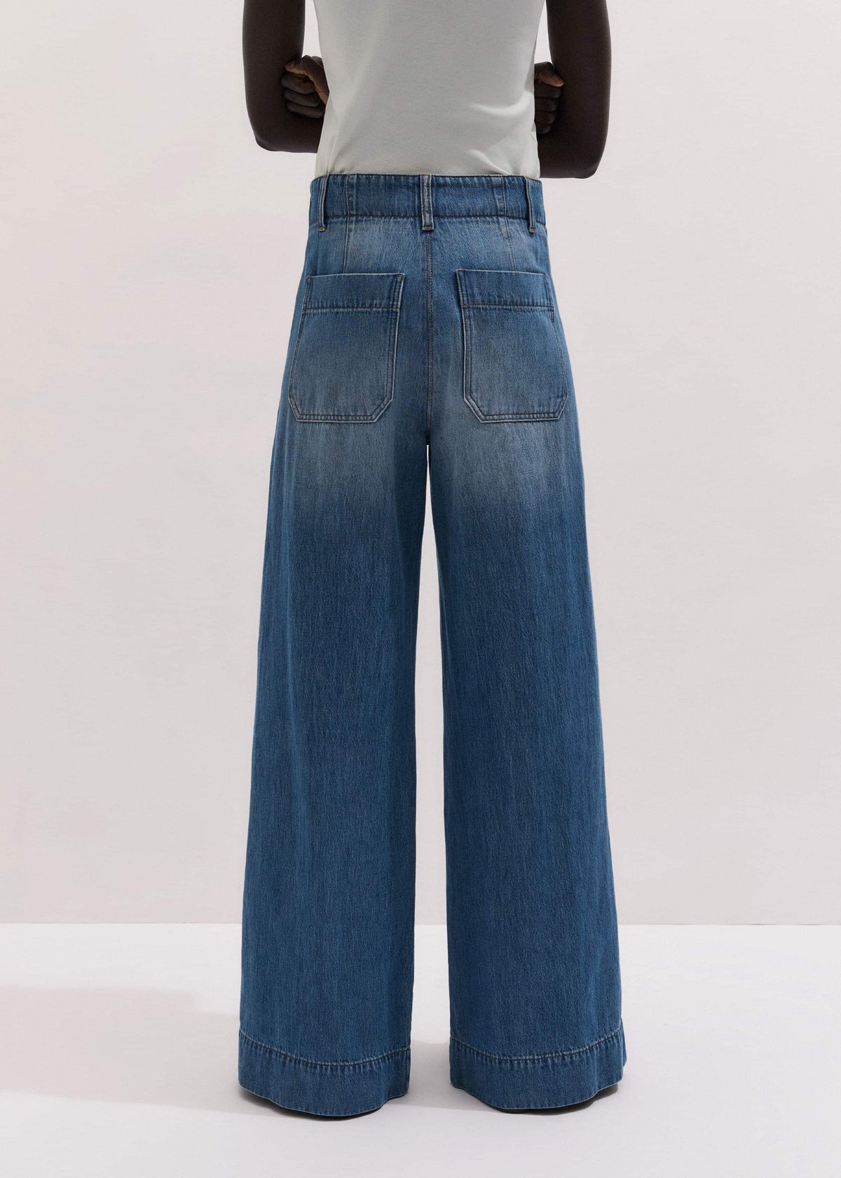 ME+EM Clothing Mid-Blue High Waist Wide Jean