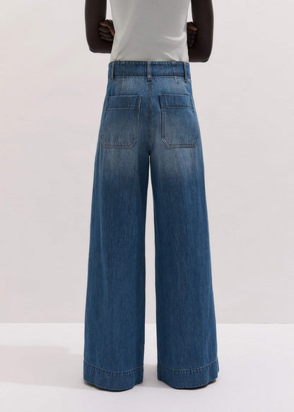 ME+EM Clothing Mid-Blue High Waist Wide Jean