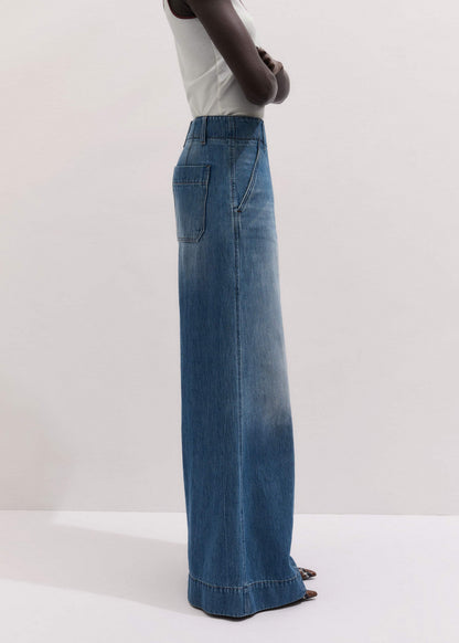 ME+EM Clothing Mid-Blue High Waist Wide Jean
