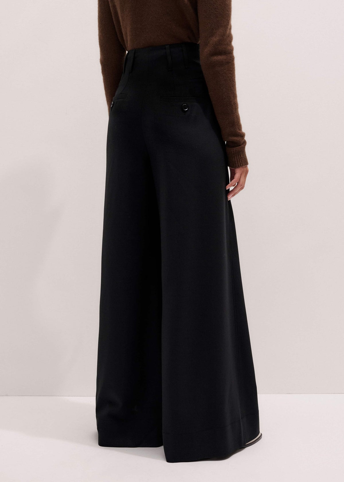 ME+EM Clothing Black Wool Ultra Wide-Leg Pleat Pant